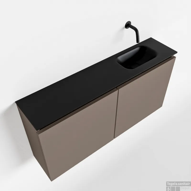 Koopje MONDIAZ TURE 100cm toiletmeubel smoke. EDEN wastafel urban rechts geen kraangat