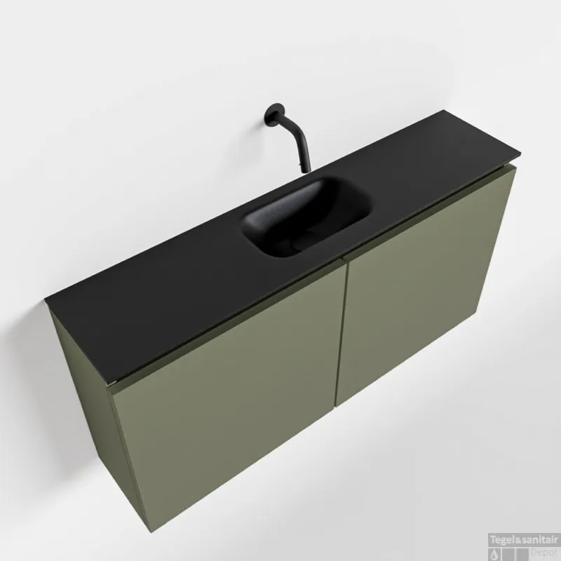 Aanbieding MONDIAZ TURE 100cm toiletmeubel army. EDEN wastafel urban midden geen kraangat