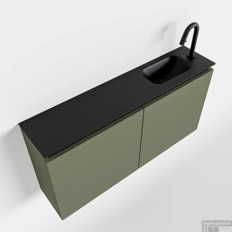 Direct Verzonden MONDIAZ TURE 100cm toiletmeubel army. EDEN wastafel urban rechts 1 kraangat