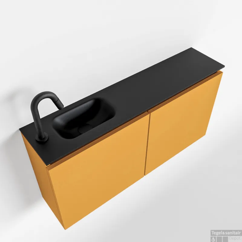 Laatste Kans MONDIAZ TURE 100cm toiletmeubel ocher. EDEN wastafel urban links 1 kraangat