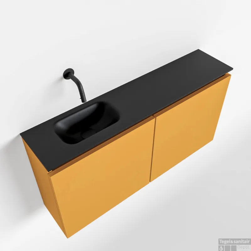 MONDIAZ TURE 100cm toiletmeubel ocher. EDEN wastafel urban links geen kraangat Aanbieding