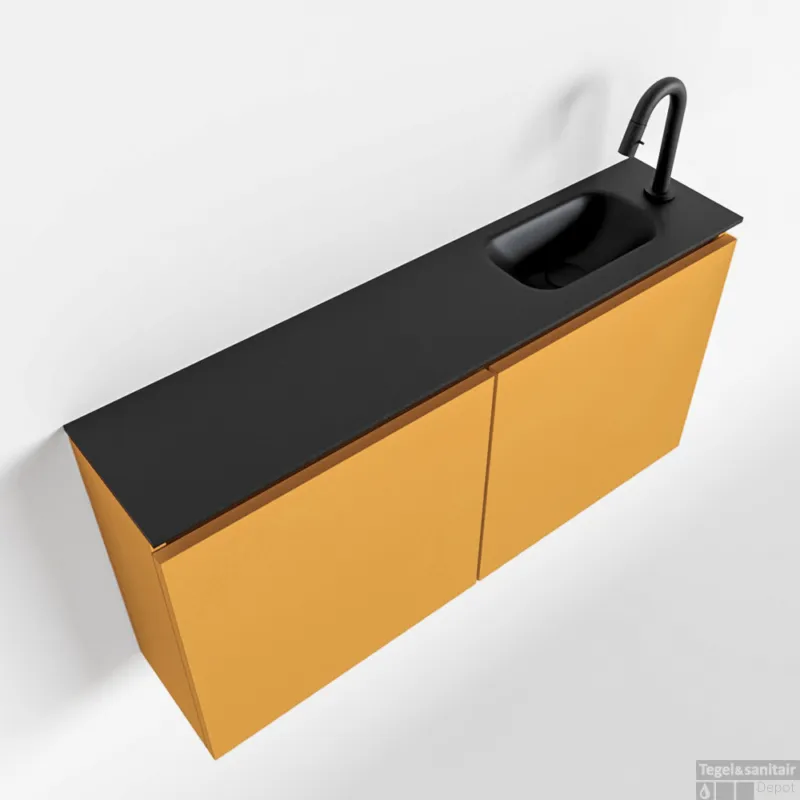 MONDIAZ TURE 100cm toiletmeubel ocher. EDEN wastafel urban rechts 1 kraangat Beperkte Voorraad