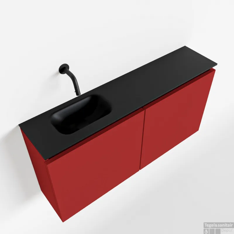 MONDIAZ TURE 100cm toiletmeubel fire. EDEN wastafel urban links geen kraangat Laatste Versie