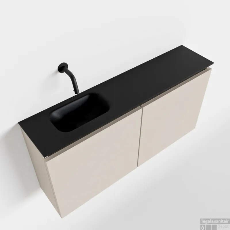 MONDIAZ TURE 100cm toiletmeubel linen. EDEN wastafel urban links geen kraangat Premium