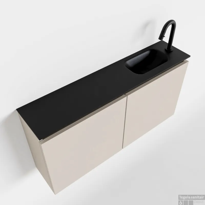 Meest Verkocht MONDIAZ TURE 100cm toiletmeubel linen. EDEN wastafel urban rechts 1 kraangat