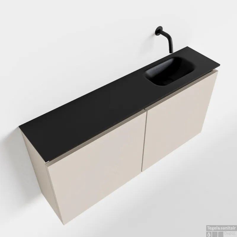 Populair MONDIAZ TURE 100cm toiletmeubel linen. EDEN wastafel urban rechts geen kraangat