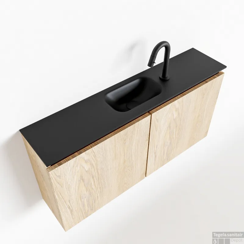 MONDIAZ TURE 100cm toiletmeubel washed oak. EDEN wastafel urban midden 1 kraangat Rechtstreeks Van De Fabrikant