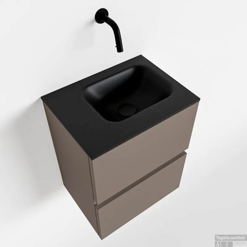 Superprijs MONDIAZ ADA 40cm toiletmeubel smoke. LEX wastafel urban links zonder kraangat
