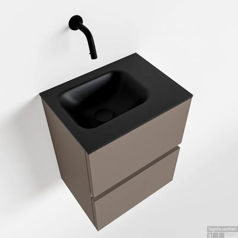 Aanbieding MONDIAZ ADA 40cm toiletmeubel smoke. LEX wastafel urban rechts zonder kraangat