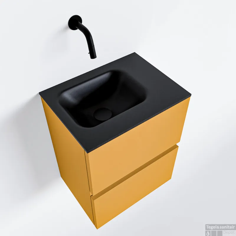 MONDIAZ ADA 40cm toiletmeubel ocher. LEX wastafel urban rechts zonder kraangat Favoriet