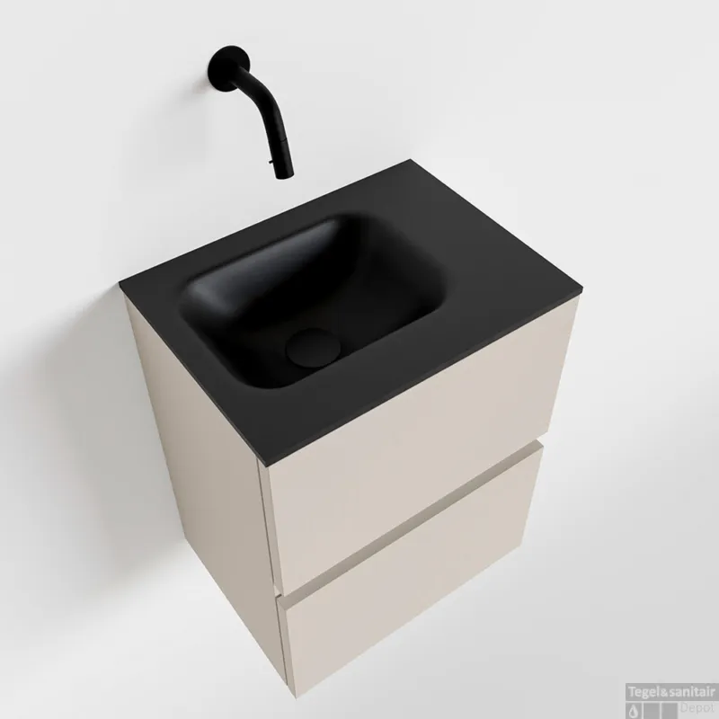 Koopje MONDIAZ ADA 40cm toiletmeubel linen. LEX wastafel urban rechts zonder kraangat