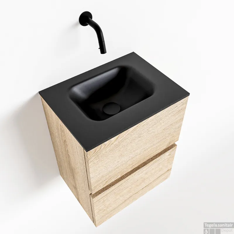 Voordeelprijs MONDIAZ ADA 40cm toiletmeubel washed oak. LEX wastafel urban midden zonder kraangat