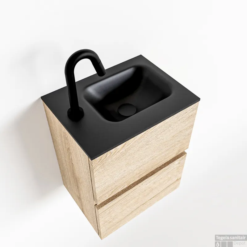 MONDIAZ ADA 40cm toiletmeubel washed oak. LEX wastafel urban links 1 kraangat Express Levering