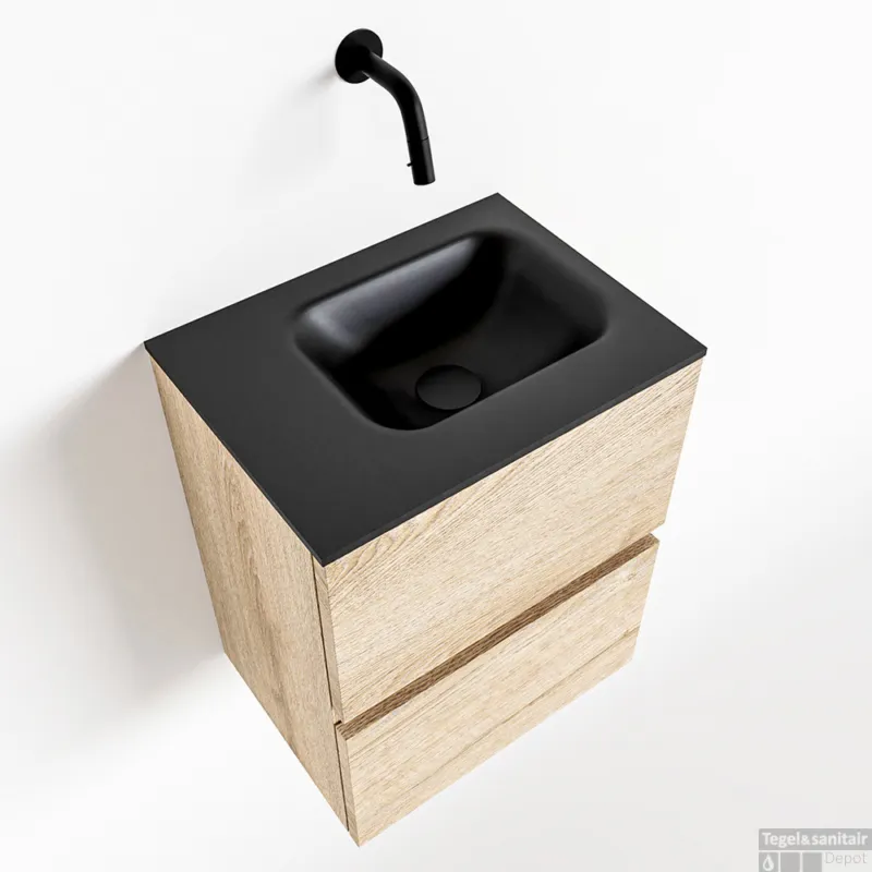 MONDIAZ ADA 40cm toiletmeubel washed oak. LEX wastafel urban links zonder kraangat Express Levering