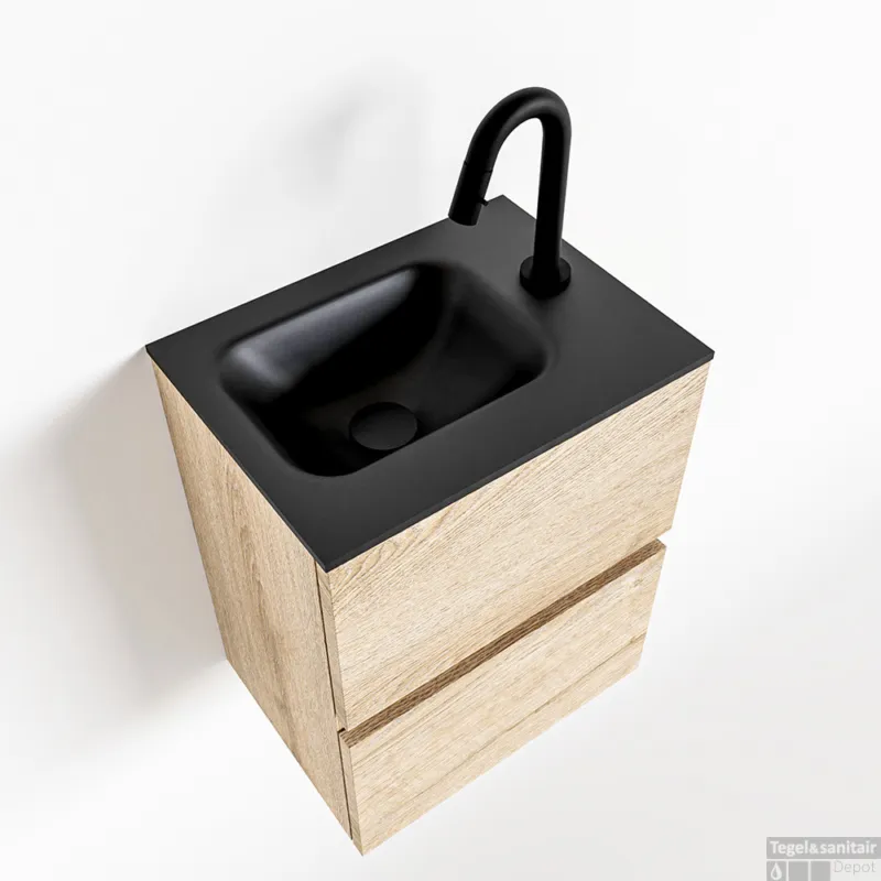 Hoge Kwaliteit MONDIAZ ADA 40cm toiletmeubel washed oak. LEX wastafel urban rechts 1 kraangat