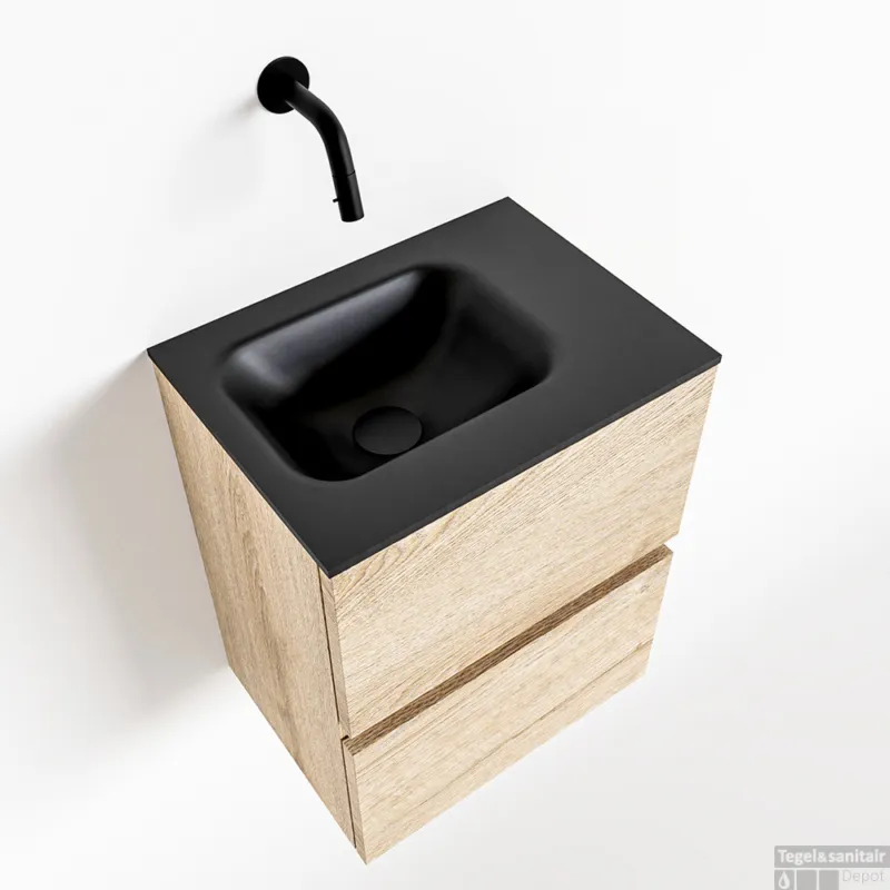 Laatste Versie MONDIAZ ADA 40cm toiletmeubel washed oak. LEX wastafel urban rechts zonder kraangat