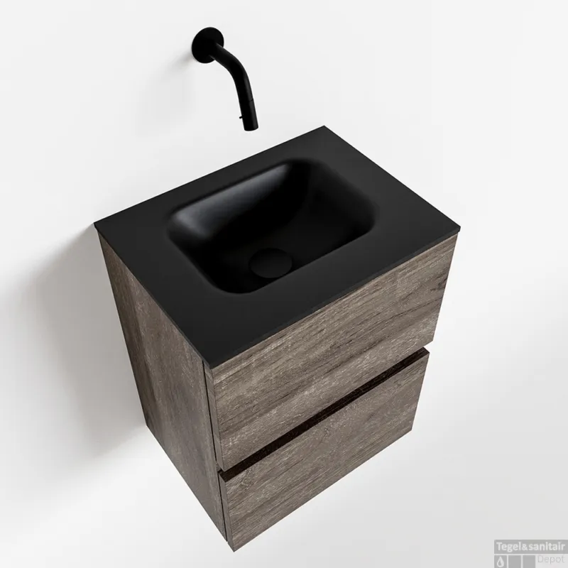 MONDIAZ ADA 40cm toiletmeubel dark brown. LEX wastafel urban midden zonder kraangat Alleen Vandaag