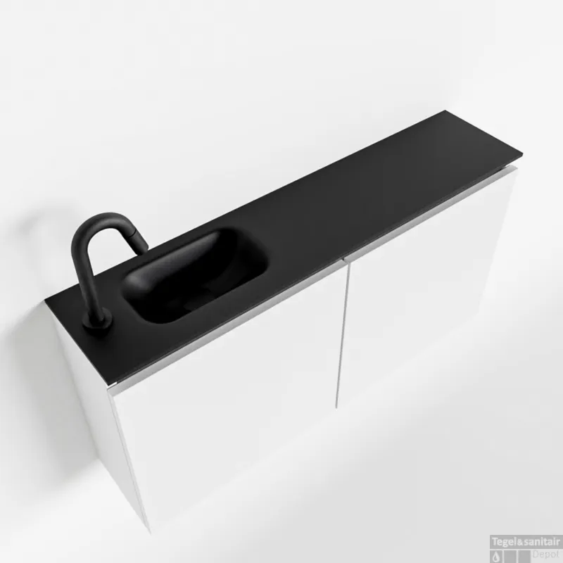 Lage Prijs MONDIAZ TURE 100cm toiletmeubel talc. EDEN wastafel urban links 1 kraangat