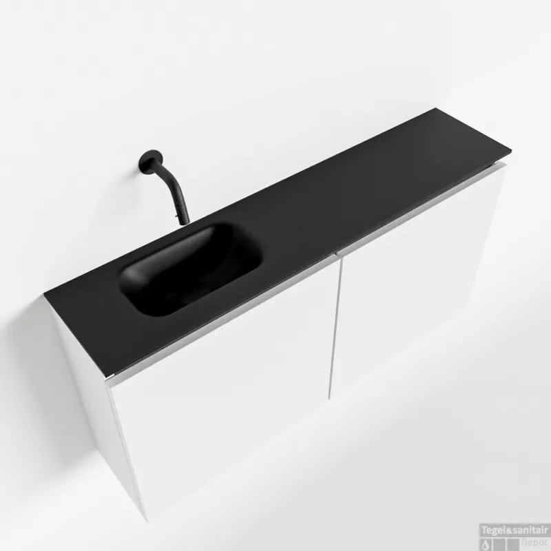 Speciale Aanbieding MONDIAZ TURE 100cm toiletmeubel talc. EDEN wastafel urban links geen kraangat