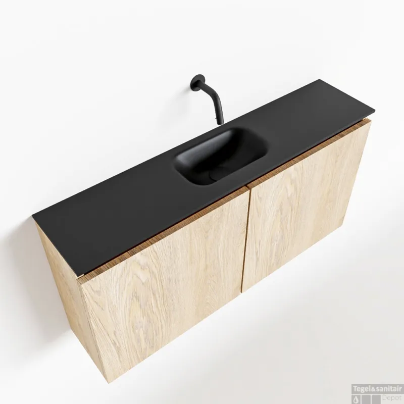 Gratis Retour MONDIAZ TURE 100cm toiletmeubel washed oak. EDEN wastafel urban midden geen kraangat