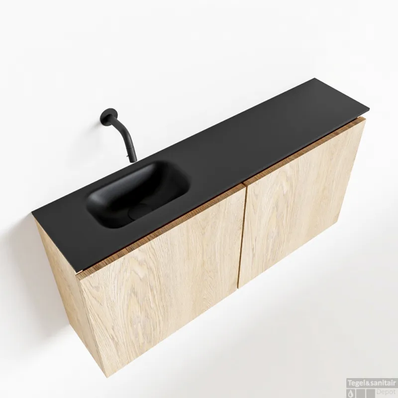 Korting MONDIAZ TURE 100cm toiletmeubel washed oak. EDEN wastafel urban links geen kraangat
