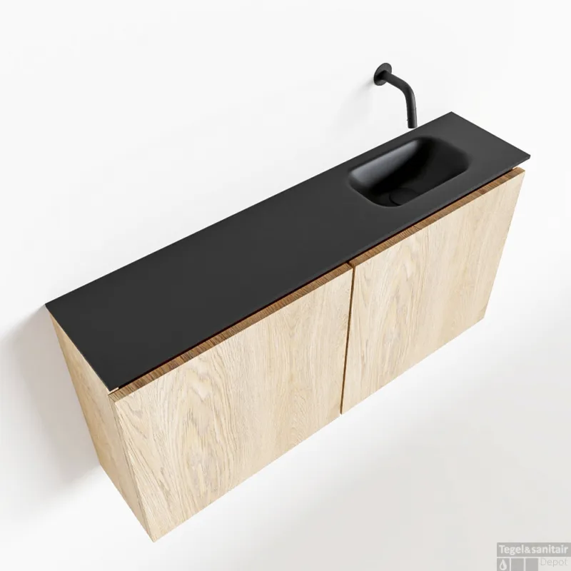 MONDIAZ TURE 100cm toiletmeubel washed oak. EDEN wastafel urban rechts geen kraangat Koop Online