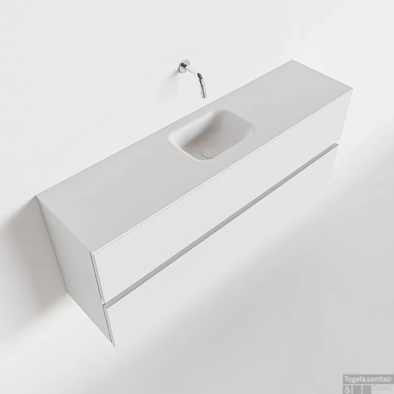 MONDIAZ ADA 120cm toiletmeubel talc. LEX wastafel talc midden zonder kraangat Direct Beschikbaar