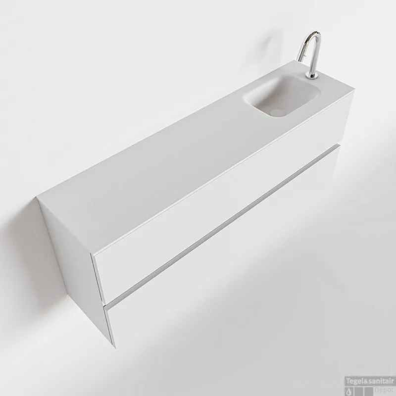 MONDIAZ ADA 120cm toiletmeubel talc. LEX wastafel talc rechts 1 kraangat Betrouwbaar