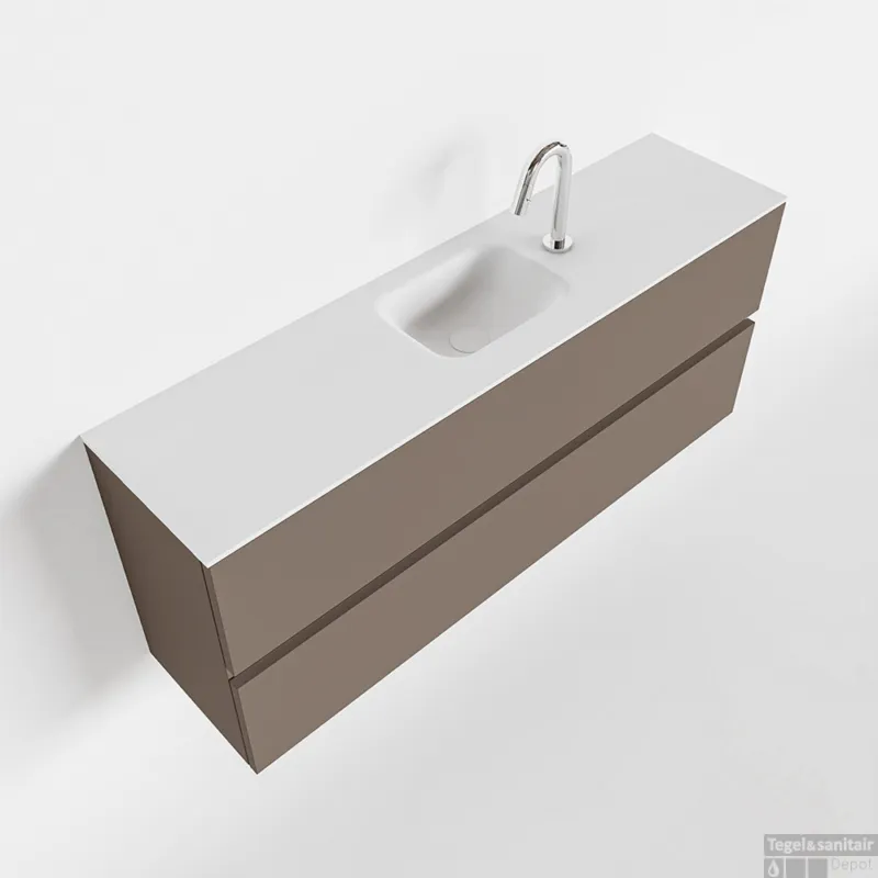 MONDIAZ ADA 120cm toiletmeubel smoke. LEX wastafel talc midden 1 kraangat Bestseller