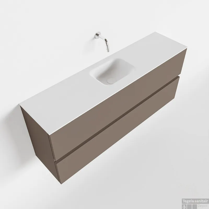 MONDIAZ ADA 120cm toiletmeubel smoke. LEX wastafel talc midden zonder kraangat Snelle Levering