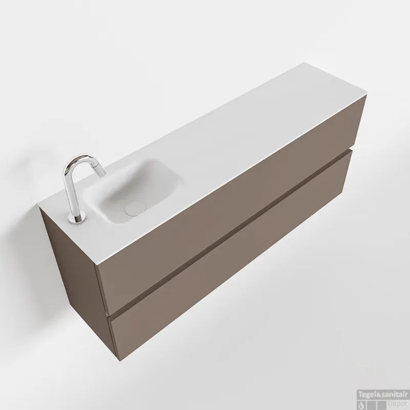 MONDIAZ ADA 120cm toiletmeubel smoke. LEX wastafel talc links 1 kraangat Laatste Kans