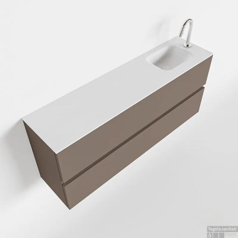 MONDIAZ ADA 120cm toiletmeubel smoke. LEX wastafel talc rechts 1 kraangat Bestel Nu