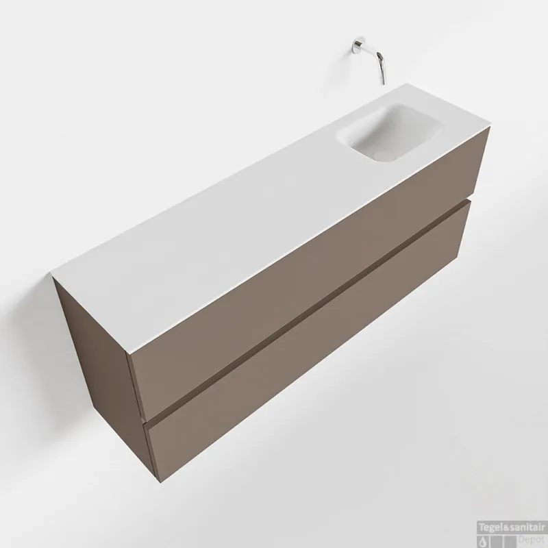 MONDIAZ ADA 120cm toiletmeubel smoke. LEX wastafel talc rechts zonder kraangat Must-Have