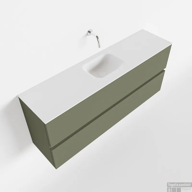 MONDIAZ ADA 120cm toiletmeubel army. LEX wastafel talc midden zonder kraangat Lage Prijs