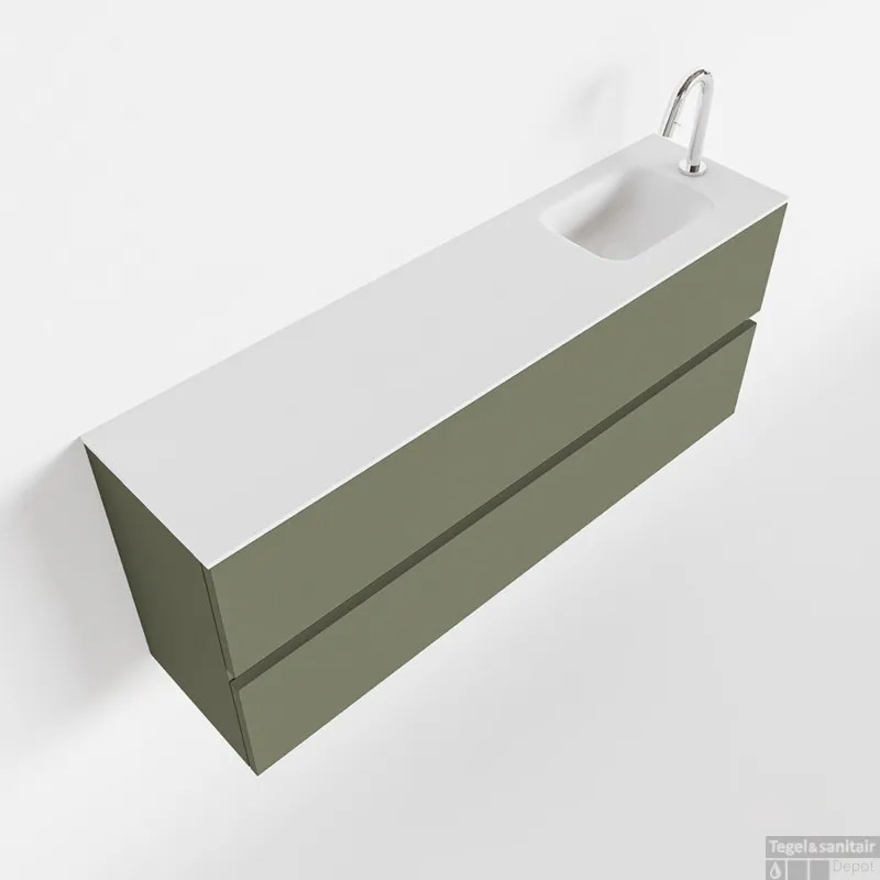 Direct Verzonden MONDIAZ ADA 120cm toiletmeubel army. LEX wastafel talc rechts 1 kraangat