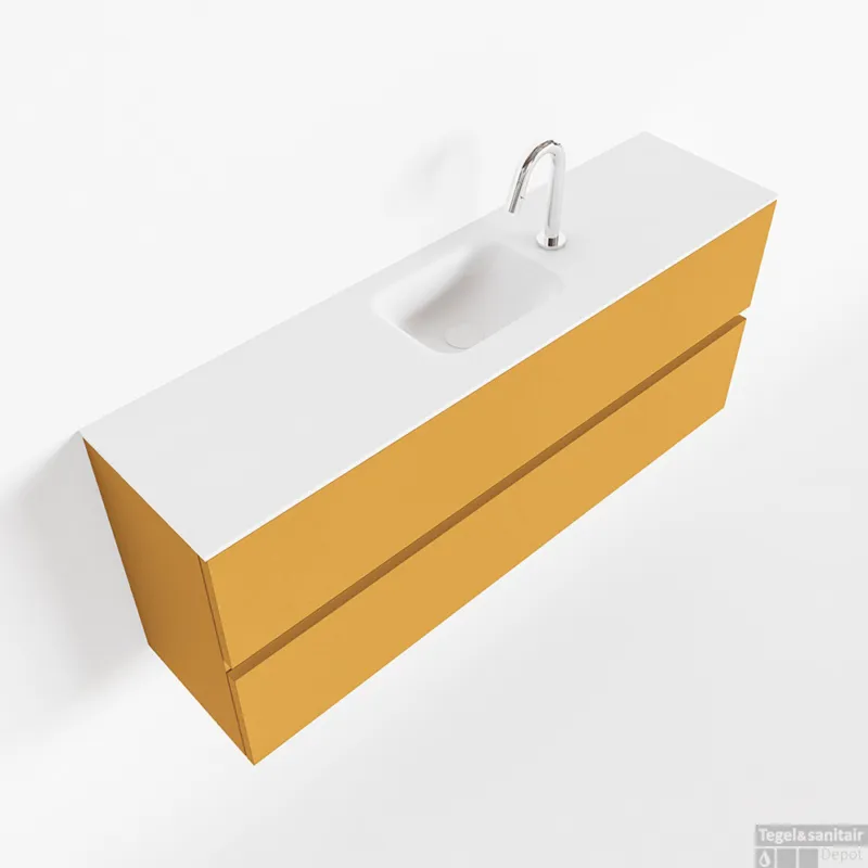 MONDIAZ ADA 120cm toiletmeubel ocher. LEX wastafel talc midden 1 kraangat Nu Kopen