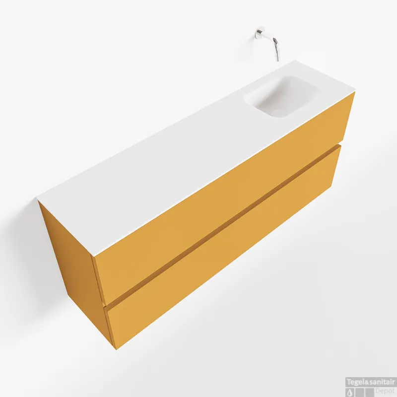 Tijdelijk Beschikbaar MONDIAZ ADA 120cm toiletmeubel ocher. LEX wastafel talc rechts zonder kraangat