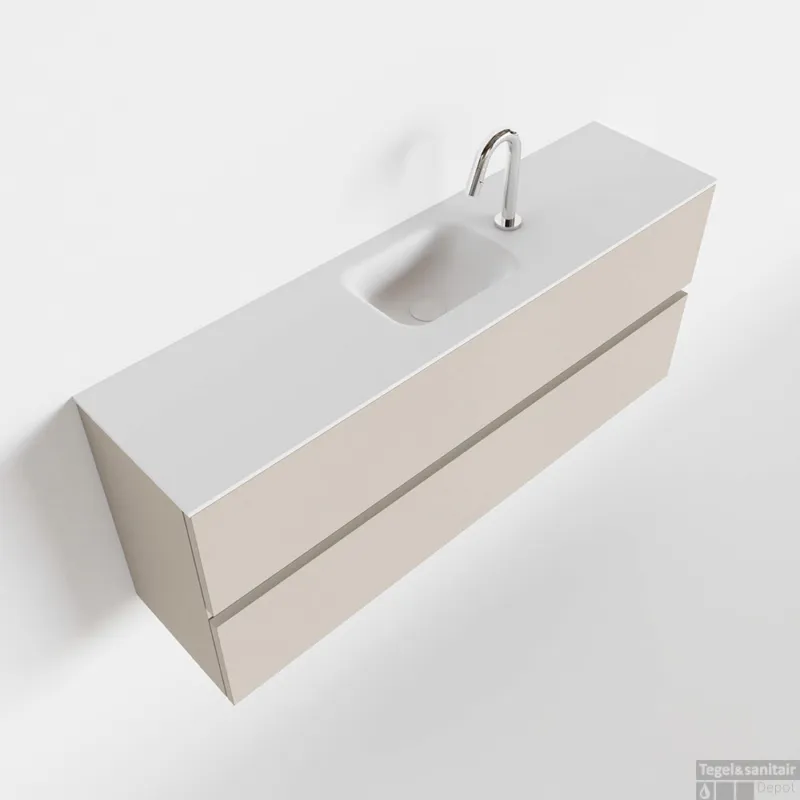 MONDIAZ ADA 120cm toiletmeubel linen. LEX wastafel talc midden 1 kraangat Goedkoop