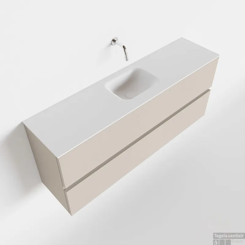 Nieuw MONDIAZ ADA 120cm toiletmeubel linen. LEX wastafel talc midden zonder kraangat
