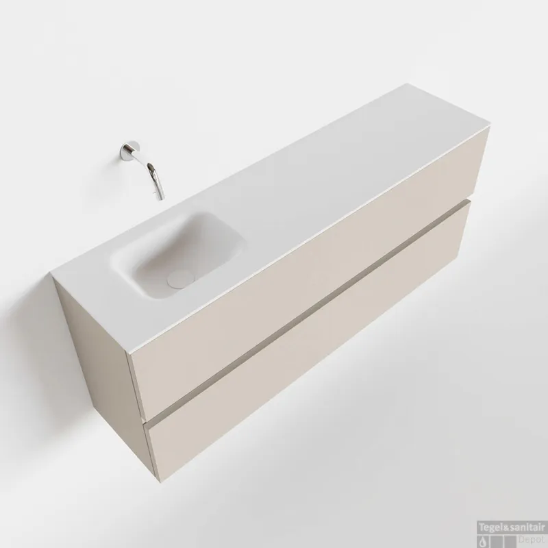 Lage Kosten MONDIAZ ADA 120cm toiletmeubel linen. LEX wastafel talc links zonder kraangat