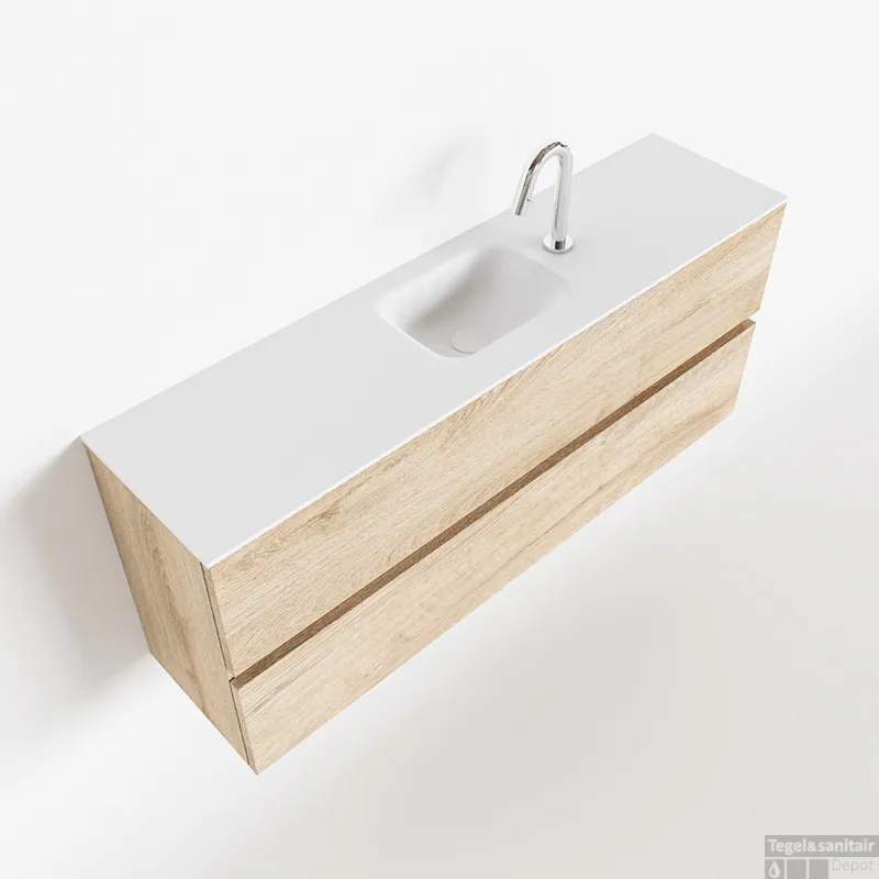 MONDIAZ ADA 120cm toiletmeubel washed oak. LEX wastafel talc midden 1 kraangat Koop Vandaag