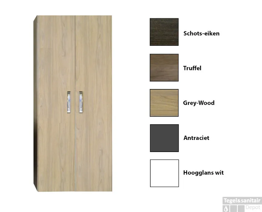 Kolomkast Dubbel Sanicare Q9/Q10/Q11 Soft-Closing Deuren Chromen Greep 160x67x32 cm Schots-Eiken Laatste Versie