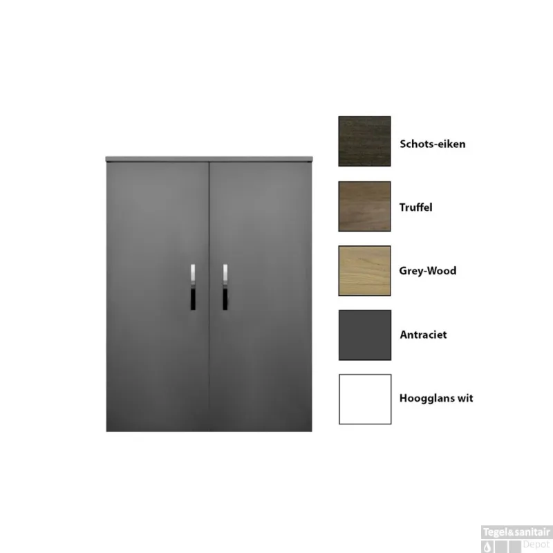 Kolomkast Sanicare Q1/Q12/Q17 2-Deurs Soft-Closing Chromen Greep 90x67x32 cm Schots-Eiken Weekendaanbieding