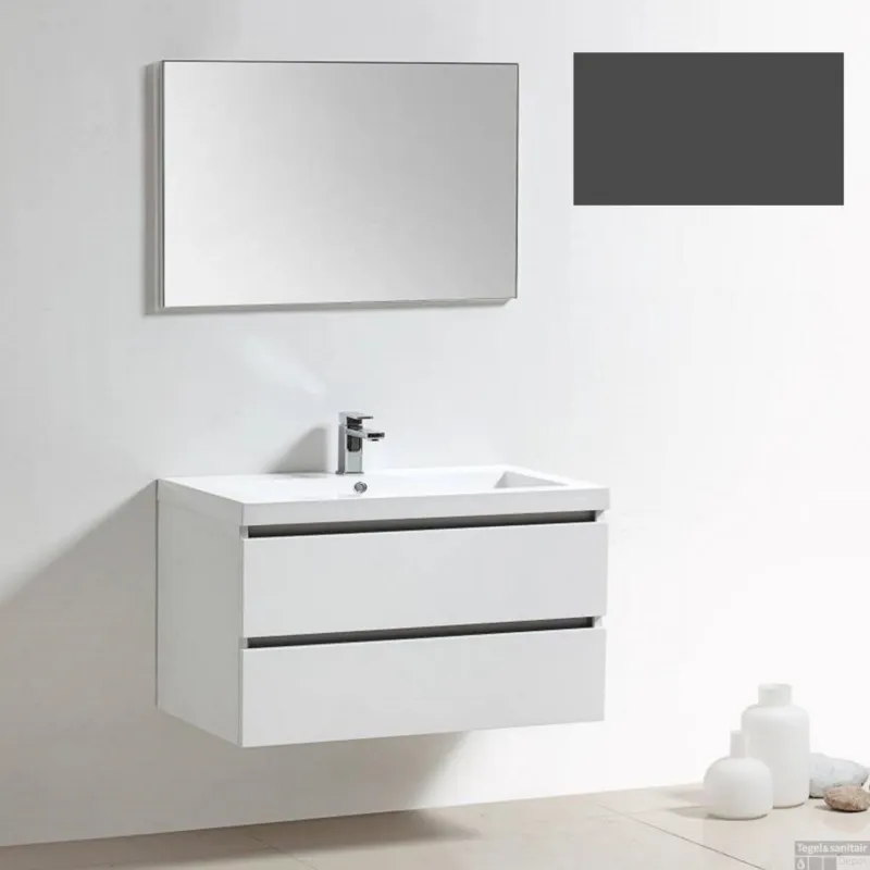 Badkamermeubelset Sanilux Trendline 100x47x50 cm 1 Kraangat Mat Antraciet Op = Op