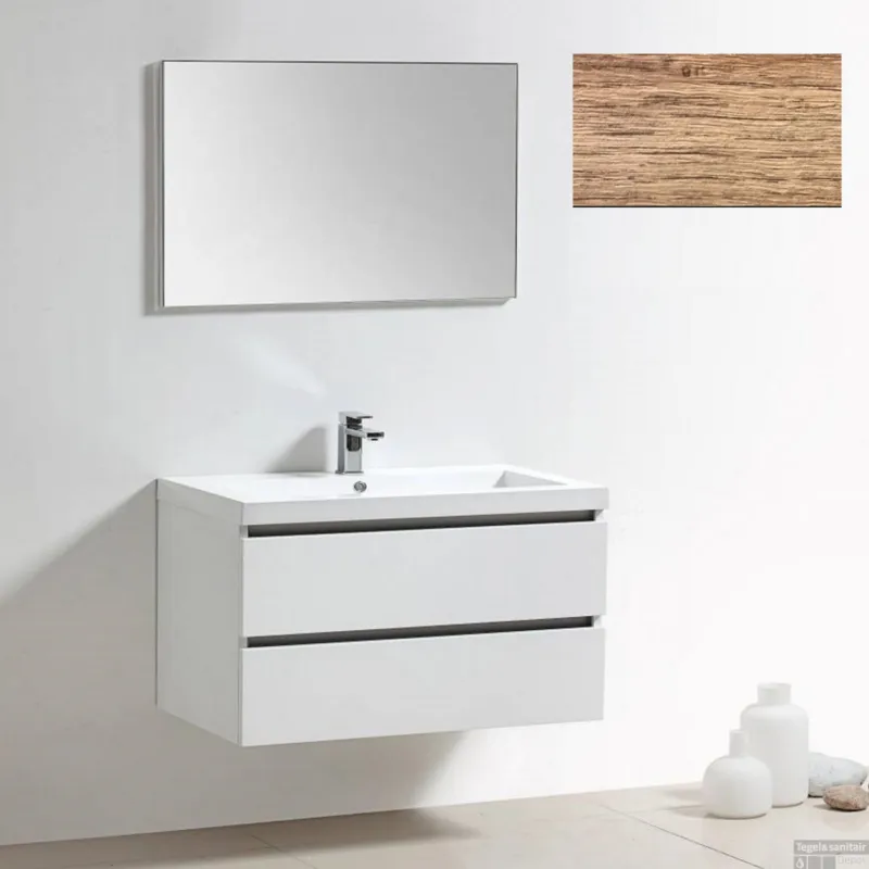Bestel Nu Badkamermeubelset Sanilux Trendline 100x47x50 cm 2 Kraangaten Mountain Eik