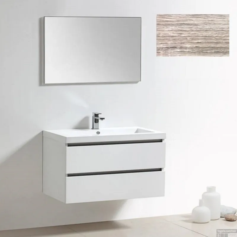 Badkamermeubelset Sanilux Trendline 100x47x50 cm 2 Kraangaten Eiken Natuur Lage Kosten