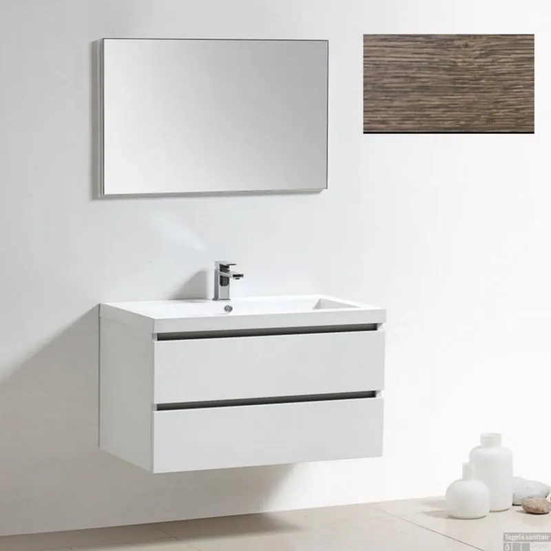 Badkamermeubelset Sanilux Trendline 100x47x50 cm 2 Kraangaten Antraciet Eiken Voordeelprijs