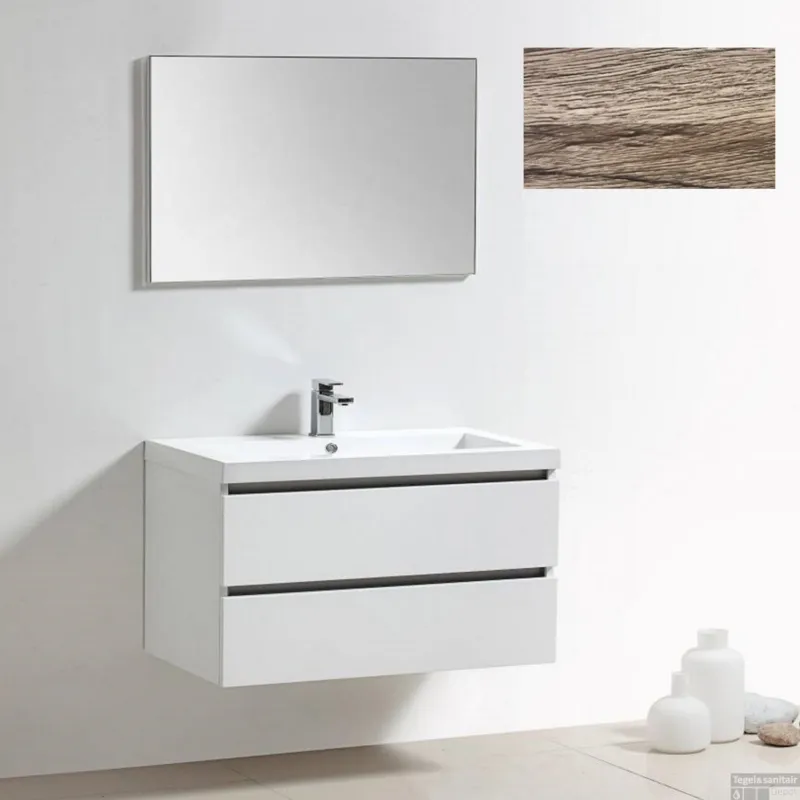 Badkamermeubelset Sanilux Trendline 100x47x50 cm 0 Kraangaten Rustiek Eiken Snelle Levering