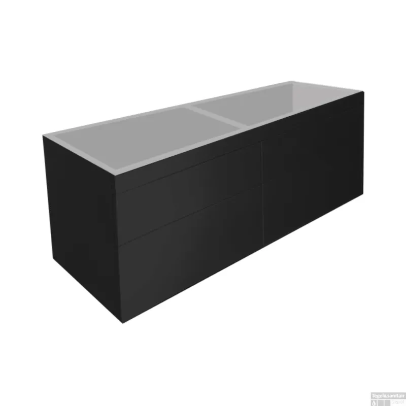 Onderkast Best Design Beauty Greeploos 140 cm Meubel Onderkast 4 Laden Mat Zwart Betrouwbaar