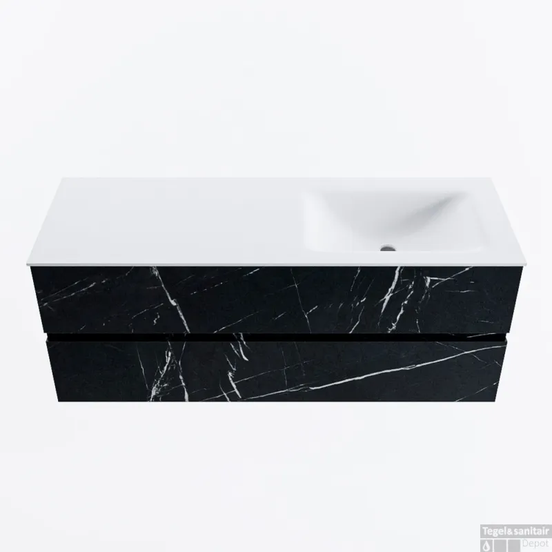 Nieuw MONDIAZ VICA 130cm badmeubel onderkast Marquina 2 lades. Wastafel CLOUD rechts zonder kraangat, kleur Talc.
